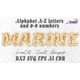 Морской алфавит буквы a-z, цифры 0-9 для лазерной резки