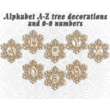 Алфавит снежинки буквы a-z, цифры 0-9 для лазерн. резки