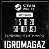 Карты Steam 1-5-10-20-50-100$ Турция/Аргентина/КЗ🔵USD