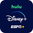 HULU + Live TV, Disney+ (No Ads), and ESPN+