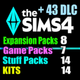 SIMS 4 + 43 DLC (8 допов・7 наборов・14 кат.・14 компл.)