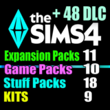 SIMS 4 + 48 DLC (11 допов・10 наборов・18 кат.・9 компл.)