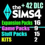 SIMS 4 + 42 DLC (16 допов・9 наборов・15 кат.・2 компл.)