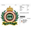 Embroidery-patch on his shirt "Gucci"