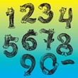 Vector hand-drawn numbers in the form of cats