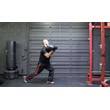 A set of exercises with a heavy bag for martial arts