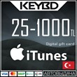 🔰 iTunes Gift Card 🎵 25-1000 TL Turkey