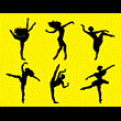 6 silhouettes of dancing girls