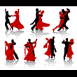 6 silhouettes of dancing couples