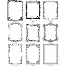 9 black and white vector frames for decoration