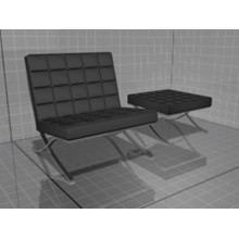 3D models of furniture, chair + ottoman Tekno