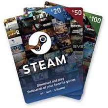 Steam replenishment for $20/$50/$100/ TR/US/UK/ES/KZ/AZ