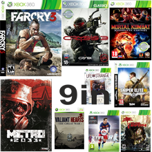 Far Cry 3,MK9, Crysis 3,Метро 9in Xbox 360 Общ перенос