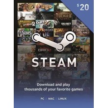✅ Подарочная карта кошелька Steam - 20 долларов США