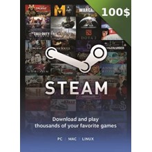 ✅ Подарочная карта кошелька Steam - 100 долларов США