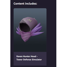 🈳Key🔑Roblox: Raven Hunter Hood - Tower Defense 🈳