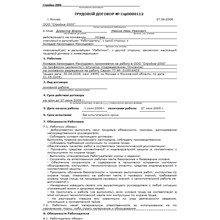 Form of "employment contract" for Microsoft Excel (and 1C)